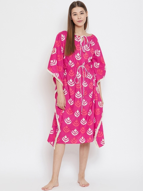 The Kaftan Company Magenta Printed Nightdress