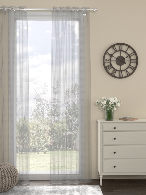ROSARA HOME Grey Single Sheer Long Door Curtain