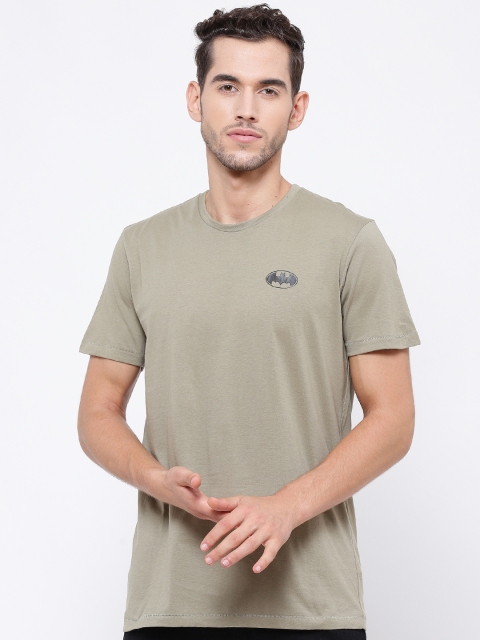 Free Authority Men Taupe Solid Round Neck T-shirt
