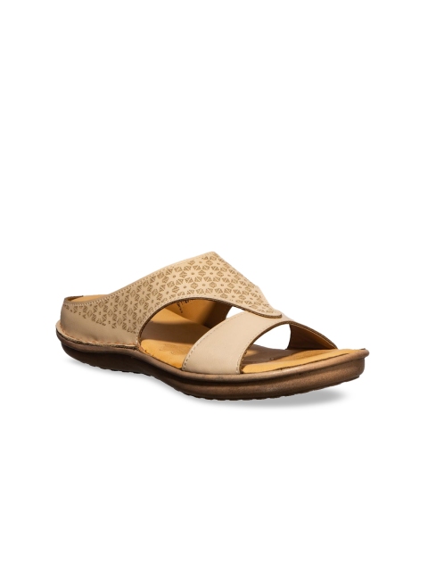 Khadims Women Beige Textured Open Toe Flats