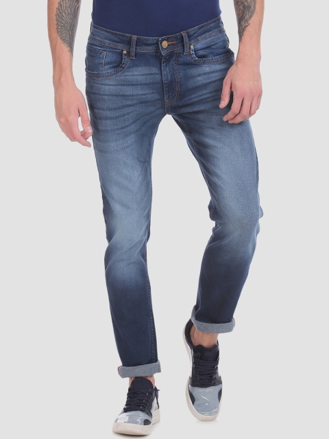 RUF & TUF Men Navy Blue Slim Fit Mid-Rise Clean Look Stretchable Jeans