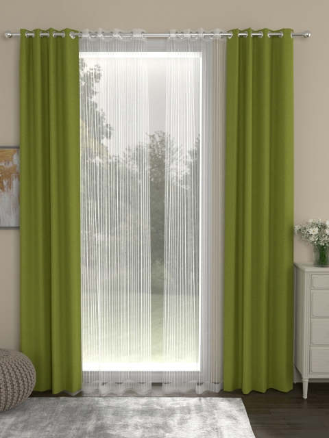 ROSARA HOME Set of 4 Door Curtains, Green