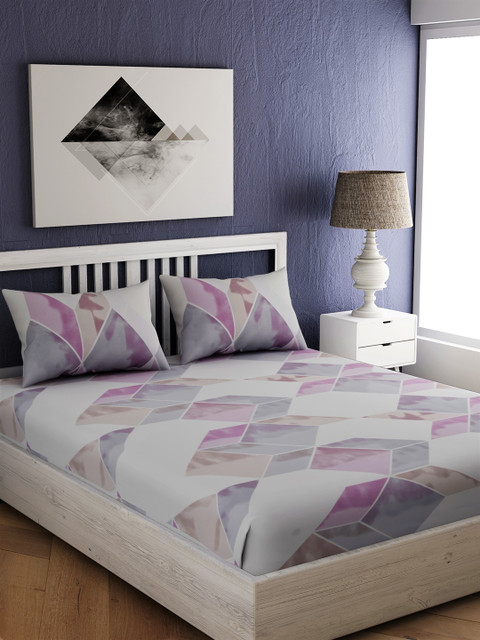 EverHOME Off-White & Blue Geometric 300 TC Cotton 1 King Bedsheet with 2 Pillow Covers
EverHOME Off-White & Blue Geometric 300 TC Cotton 1 King Bedsheet with 2 Pillow Covers