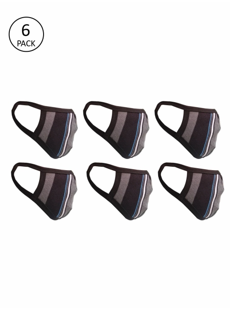 nestroots Unisex 6 Pcs Striped 2-Ply Anti Pollution Reusable Masks, Multi