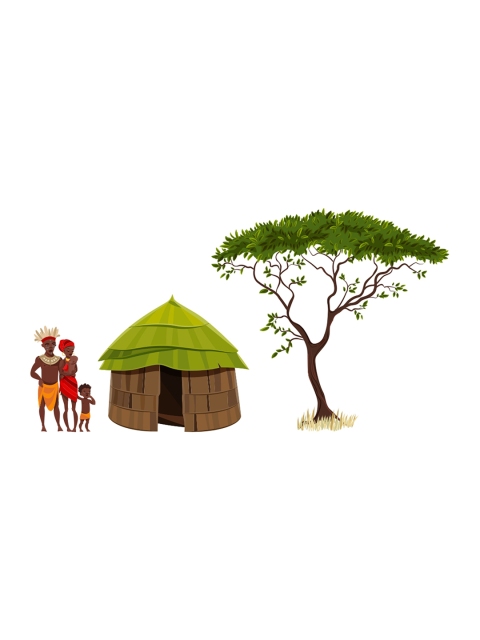 rawpockets Multicolour Tribal Family Wall Stickers, Multi