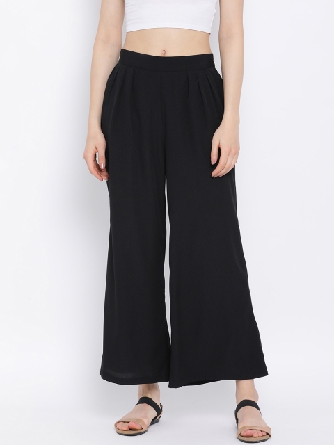 Oxolloxo Women Black Regular Fit Solid Culottes