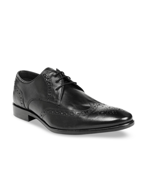 one8 Select BY VIRAT KOHLI Men Black Textured Leather Formal Brogues