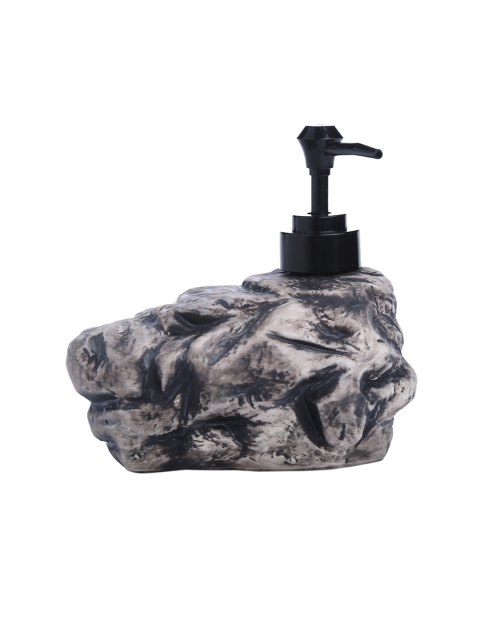 Dennmarks Unisex Black & Brown Textured Plastic Stone Shape Soap Dispenser Bottle