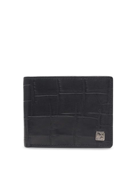 Da Milano Men Black & Black Solid Two Fold Wallet