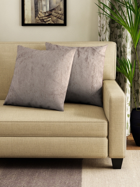 DREAM WEAVERZ Brown Set of 2 Solid Square Cushion Covers