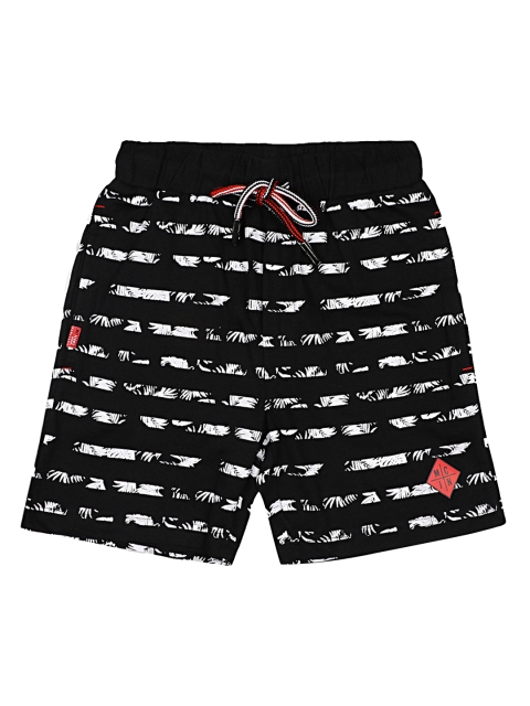 Monte Carlo Boys Black & White Striped Regular Fit Regular Shorts