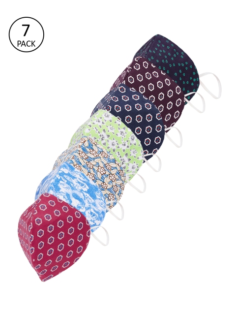 SOJANYA Unisex 7 Pcs 3-Ply Anti-Pollution Reusable Masks, Multi