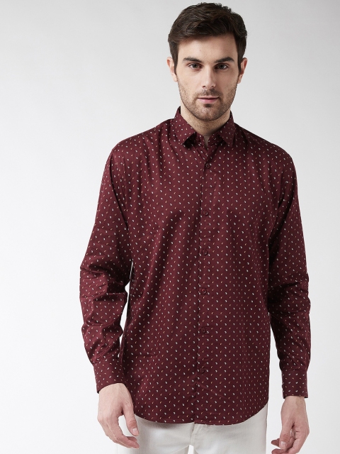 SOJANYA Men Maroon Classic Regular Fit Printed Casual Shirt