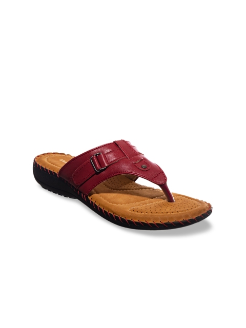 Khadims Women Red Solid Open Toe Flats