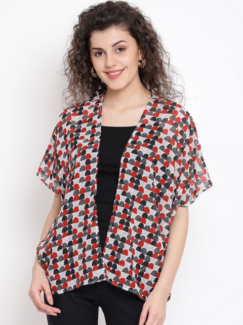 Oxolloxo Women Multicoloured Printed Open Front Shrug, Multi