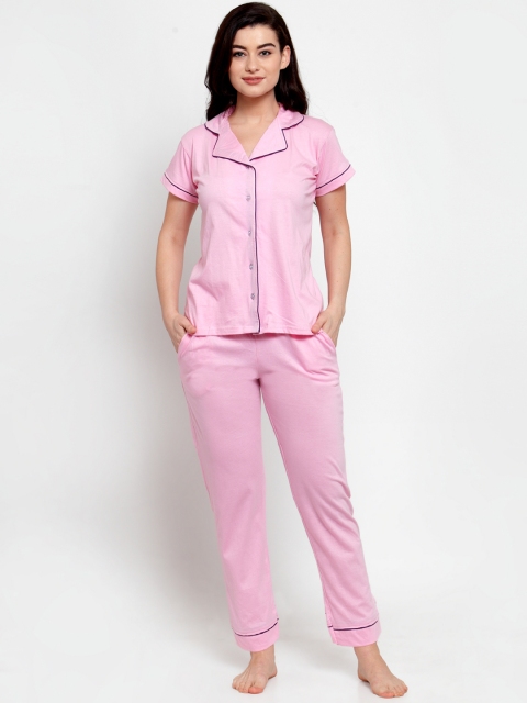 Secret Wish Women Pink Solid Night Suit NS-E232-891-M