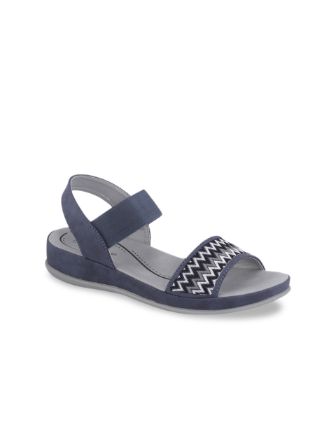 Khadims Women Navy Blue Woven Design Sandals