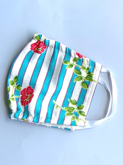 Burloe Women White & Blue 2 Ply Reusable Outdoor Cloth Face Mask