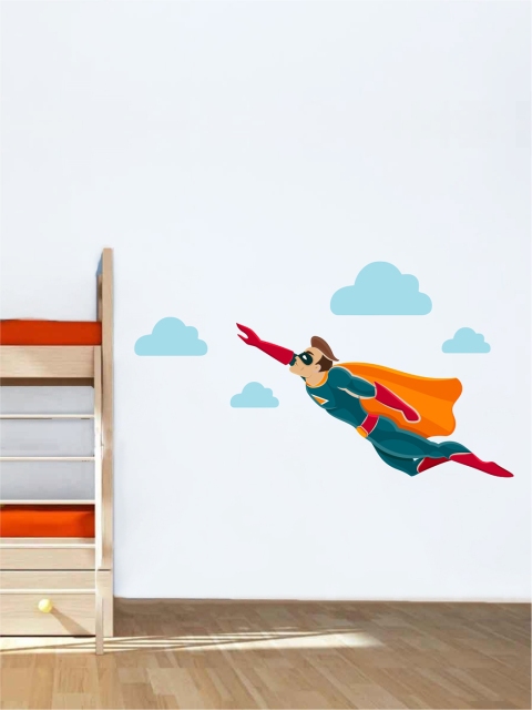rawpockets Multicoloured Superman PVC Vinyl Wall Stickers, Multi