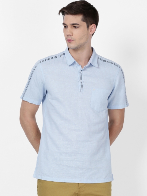 t-base Men Blue Regular Fit Solid Casual Shirt