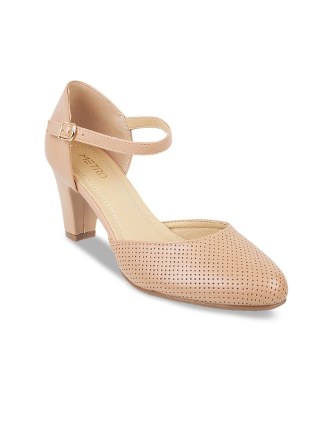Metro Women Beige Solid Block Heels