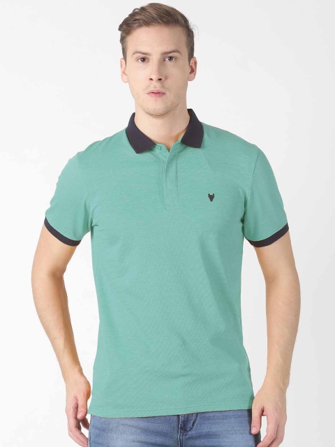 BLACK BUCK Men Sea Green Solid Polo Collar T-shirt