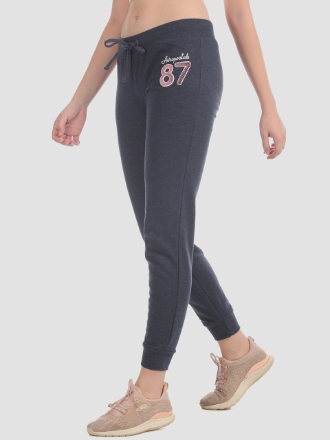 Aeropostale Women Blue Embellished Straight-Fit Joggers