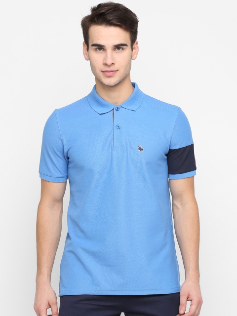 BULLMER Men Blue Solid Polo Collar T-shirt