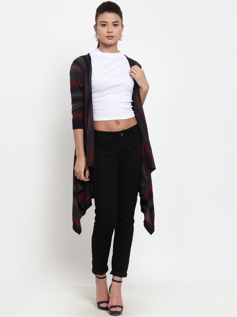 Kalt Women Multicoloured Colourblocked Open Front Shrug, Multi