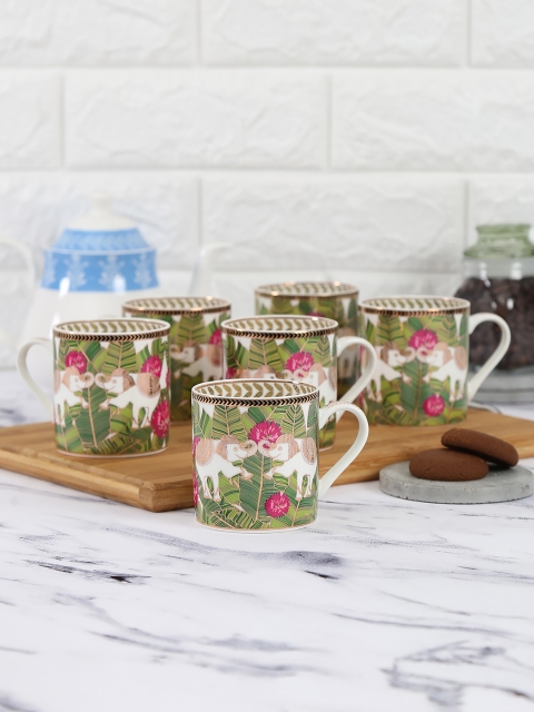 India Circus by Krsnaa Mehta Set Of 6 Green & White Printed Tropical Tusker Coffee Mugs
India Circus by Krsnaa Mehta Set Of 6 Green & White Printed Tropical Tusker Coffee Mugs
