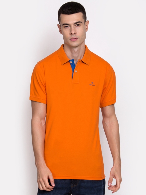 GANT Men Orange Solid Polo Collar T-shirt