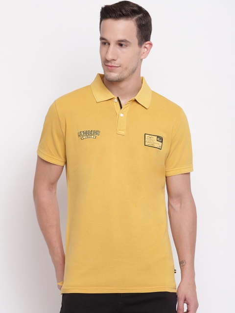 LINDBERGH Men Yellow Solid Polo Collar T-shirt