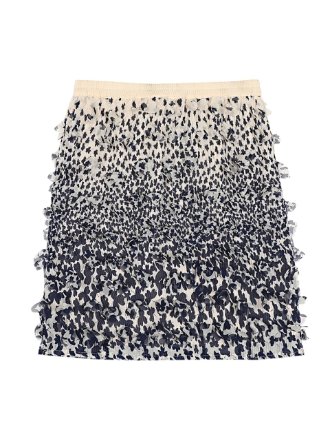 ELLE Girls Beige & Black Printed A-Line Skirt
