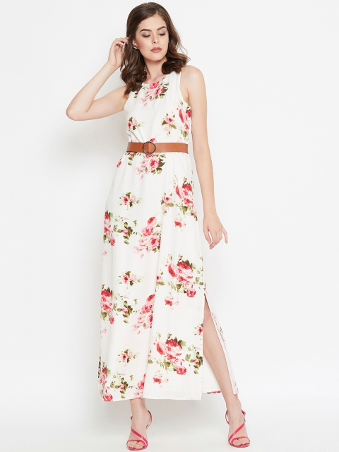 PURYS Women White Printed Maxi Dress