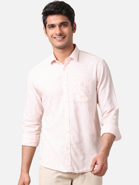 True Blue Men Orange Slim Fit Self Design Casual Shirt