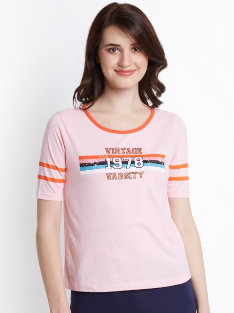 Ajile by Pantaloons Women Pink Printed Round Neck T-shirt