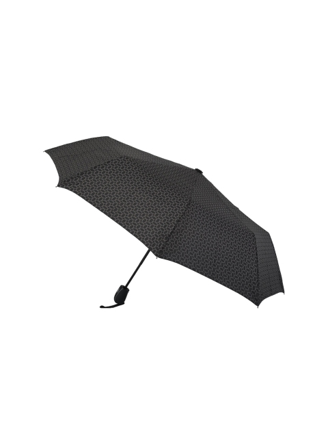 FabSeasons Unisex Black Geometric Printed 3 Fold Semi-Automatic Umbrella