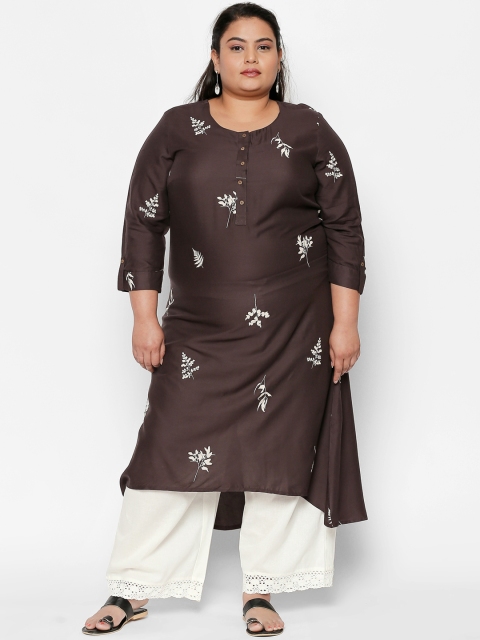 RANGMANCH PLUS by Pantaloons Women Brown Printed A-Line Kurta