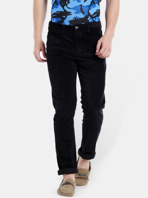 Rex Straut Jeans Men Black Regular Fit Solid Regular Trousers