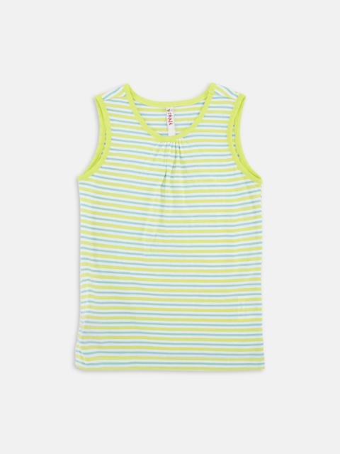 CHALK by Pantaloons Girls Yellow Striped Round Neck T-shirt