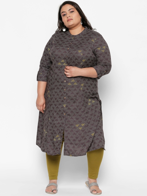 RANGMANCH PLUS by Pantaloons Women Charcoal Grey & Yellow Printed A-Line Kurta
RANGMANCH PLUS by Pantaloons Women Charcoal Grey & Yellow Printed A-Line Kurta