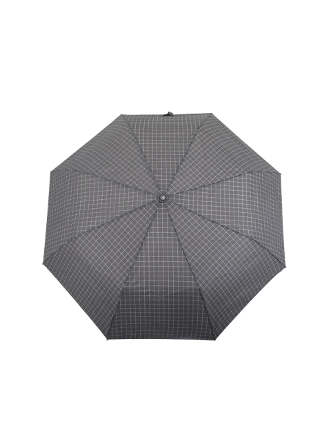 FabSeasons Unisex Grey Checked 3 Fold Semi-Automatic Umbrella
