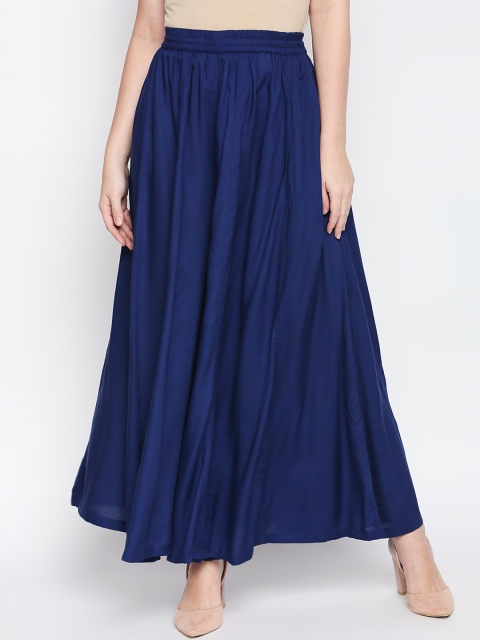 RANGMANCH PLUS by Pantaloons Women Navy Blue Solid Flared Palazzos