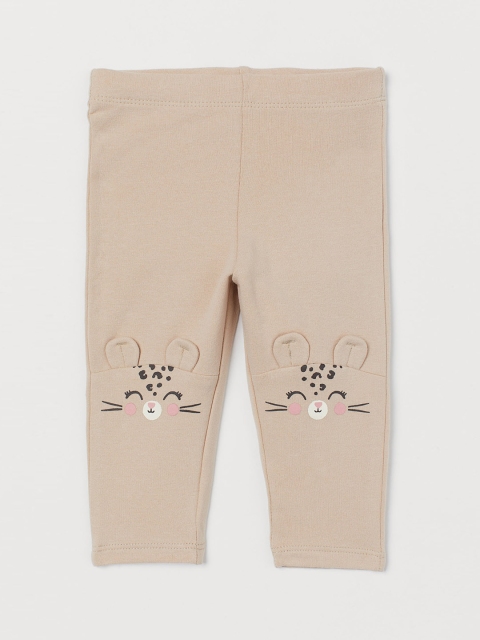 H&M Girls Beige Leggings With Brushed Inside