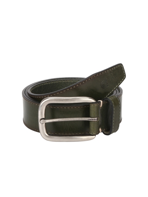 CRUST Men Olive Green Solid Leather Belt