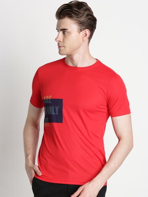 Ajile by Pantaloons Men Red Printed Slim Fit Round Neck T-shirt