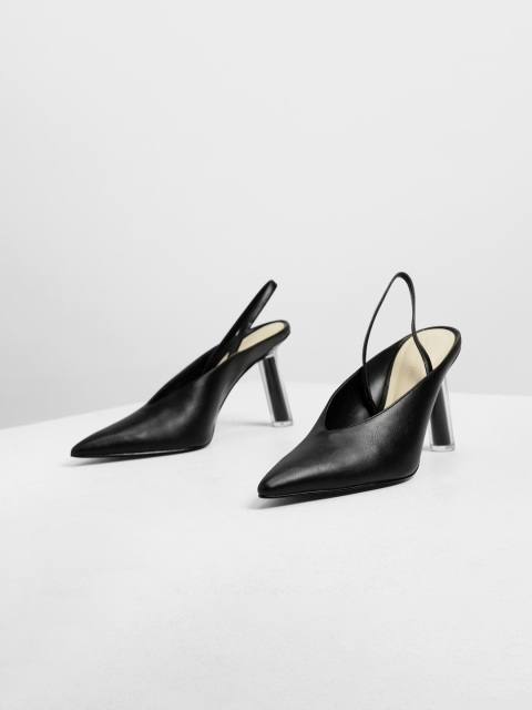 CHARLES & KEITH Women Black Solid Pumps