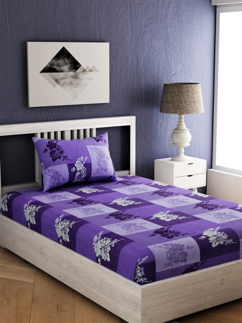 EverHOME Purple & Off-White Floral 144 TC Cotton 1 Single Bedsheet with 1 Pillow Cover
EverHOME Purple & Off-White Floral 144 TC Cotton 1 Single Bedsheet with 1 Pillow Cover