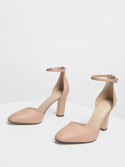 CHARLES & KEITH Women Nude-Coloured Solid Pumps