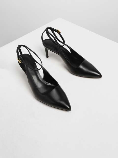 CHARLES & KEITH Women Black Solid Pumps